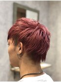 カーキグレージュマッシュショートボブフェザーバングヘナ(所沢)