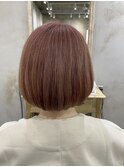 ボブ×ピンクベージュ