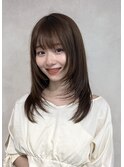 シースルーバング ワンカール レイヤーカット  ベージュ