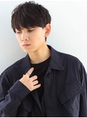 前髪あり爽やかメンズマッシュ/黒髮くせ毛風パーマ