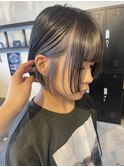 夏のインナーカラー×ミニボブ◎ホワイトアッシュ