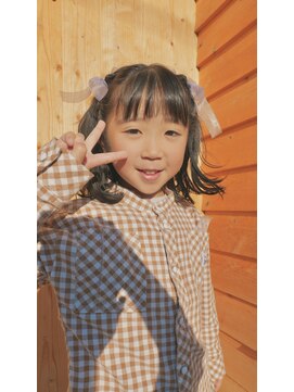 冬のこなれ感ボブ◎前髪あり×外ハネ　キッズカット