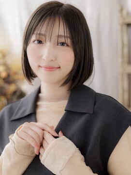 カバーヘア ブリス 北浦和(COVER HAIR bliss) 艶髪ダークグレージュ切りっぱなしミニボブh4北浦和20代30代40代