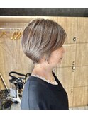 shine hair frapp 大人ショートボブ×柔らかグレージュ