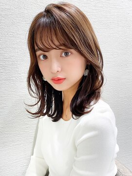 ラルユー 金山(LallYou) ミディアムヘア/ショコラベージュ/前髪パーマ/イルミナカラー