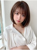 大人かわいい ワンレンボブ 前下がりボブ うぶバング