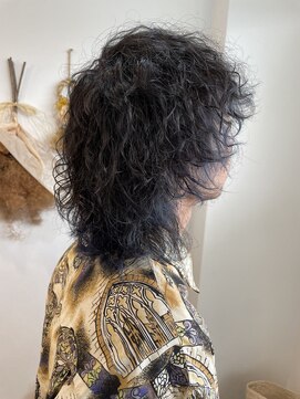 ミュウ(miu) メンズパーマ、ブルーエンドカラー