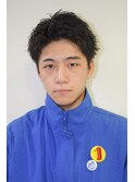 アップバング束感波巻きマッシュパーマアッシュブラック1105