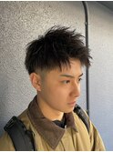 アップバングショート刈り上げスパイキー無造作ピンパーマ