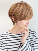 40代50代銀座ショートボブ艶カラー大人可愛い前髪あり E