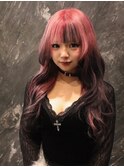 ピンク×ブラックランダムブロックカラー