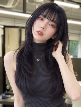 スターズレイ 本川越(STARS ray) レイヤーカット 韓国風ヘア ロングレイヤー アッシュブラック