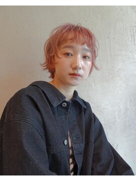 ルル 表参道(lulu.) ボブウルフ ペールピンク ピンクカラー フルバング【Riku】