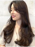 韓国ヘア レイヤーカット センターパート