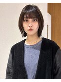 大人ボブ大人ショートボブ切りっぱなしボブ前髪あり前下がりボブ
