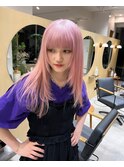 ペールピンクホワイトピンクカラー韓国ミディアムレイヤー渋谷駅