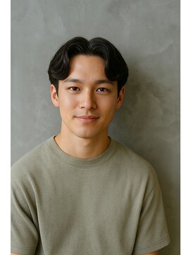 にもう ブルーブラック 韓国センターパート　メンズヘア rk3