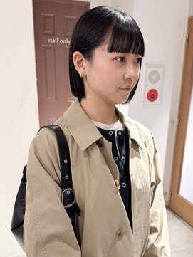 ラミエ バイ メルト 吉祥寺(lamie by melt) 久保田)切りっぱなしボブワイドバンググレーベージュ