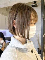 エリマバイフィフス 調布(elima by fifth) 調布白髪染めレイヤーボブショートヘアベージュアッシュブラウン