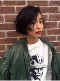 bibito マニッシュなフレンチボブ 黒髪デジタルパーマ