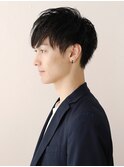 ツーブロックマッシュ 黒髪 束感ショート 韓国