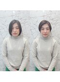センターパートで簡単スタイリング似合わせショートヘア　銀座駅