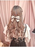 まおりんの量産巻き編み込みハーフアップ