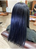 Wカラーでダークブルー系カラー髪質改善Trと一緒に♪