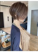 前髪あり耳掛け丸みくびれショートボブ20代30代40代50代(蘭)