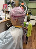 ヘアマニキュアのロングヘア　編み込み