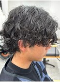 緩め波巻きスパイラルパーマシャドウパーマメンズマッシュウルフ