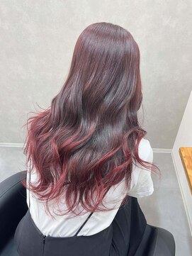 ワク 藤沢店(waku) バレイヤージュ レッド ブリーチ