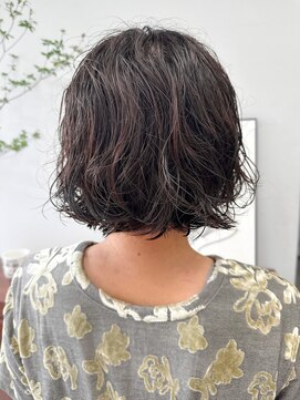 ヘアー アイス 御器所本店(HAIR ICI) レイヤーボブ切りっぱなしボブラベンダーミルクティーベージュ
