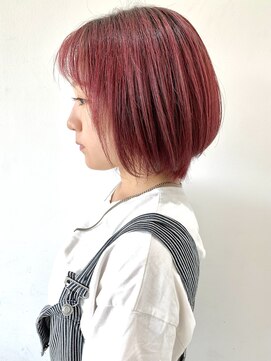 フォーク FOLK 【FOLK】小顔 内巻き チェリーピンク ダブルカラー 短め前髪♪