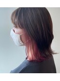 インナーカラーピンク×外ハネボブ