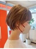 《リップソウル》丸みマッシュショート☆ミルクティーカラー