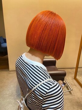 トップヘアー スパアンドリラクゼーション 安城(spa&relaxation) ぷつっと切りっぱなしオレンジボブ/オレンジベージュ