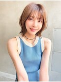 mowen 南堀江　ボブ×ココアベージュ×艶髪×ダブルバング