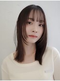 前髪アンブレラカラーこなれミディイメチェンウェーブパーマ