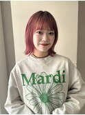 くびれ外ハネボブ×チェリーピンク　20代30代