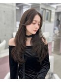 レイヤーカット　韓国レイヤー　マロベージュ