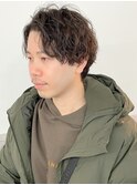 スパイラルパーマ センターパート ベージュカラー