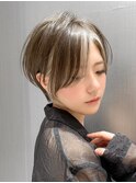 大人ショート/縮毛矯正/学割U24/ブルーカラー/くすみベージュ