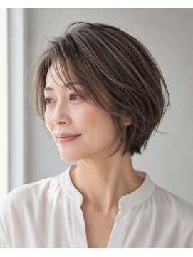 ハーツ 青山表参道店(Heart's) 白髪ぼかし脱白髪染め似合わせショートボブ40代50代60代