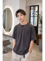 MEN's Baguz MEN'Sカット/ MEN'Sパーマ/ MEN'Sカラー 無造作スパイラルパーマ韓国風ショートマッシュ束感メンズ