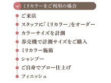 ミリカラー(milli color)の雰囲気（ミリカラーメニュー（計測あり）をご利用の際の施術の流れです）