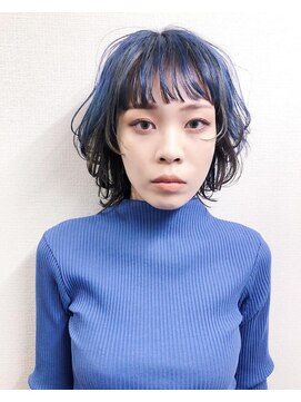 クロリ 淡路店(Chlori) 20代学生に代人気ネオウルフブリーチブルーひし形くびれ外ハネ