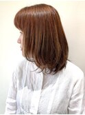 【FOLK】小顔 厚めバング 内巻き イメチェン オレンジベージュ♪