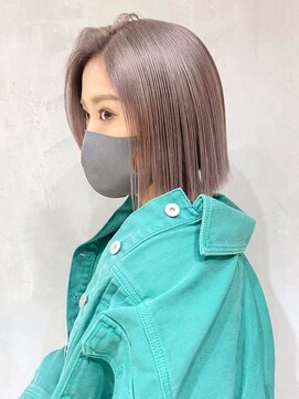 アルバム 渋谷パルコ(ALBUM) ペールベージュミニボブ_グレージュカラーボブウルフ_ba383051