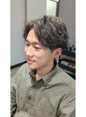 センターパート×波MIXパーマ